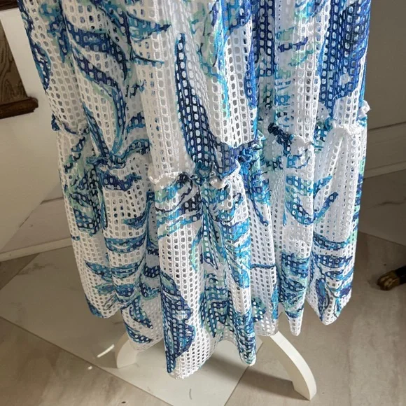 Lilly Pulitzer Blue and White Off-Shoulder Dress - Picture 4 of 6